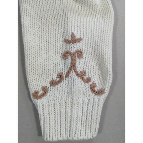 Vintage Beldoch Popper Sweater S Floral Knit Ramie Cotton Cottagecore 80s - Picture 9 of 10